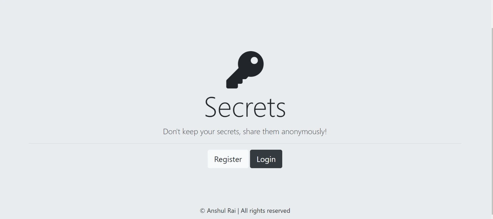 screenshot of the Secret project