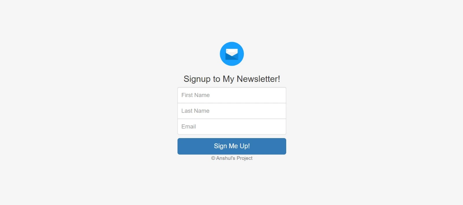 screenshot of the Sign-Up Newsletter